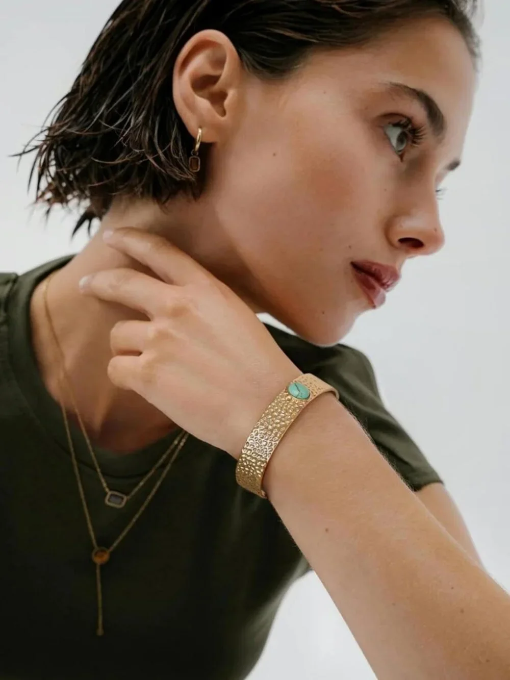 Dainty Gold Bar Bracelet - Simple Thin Cuff Bangle, 18K Gold Plated Minimalist